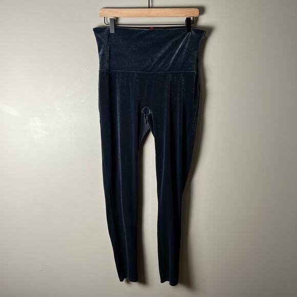Spanx Size 1X Velvet Navy Leggings Women's Tummy Control - Picture 1 of 6